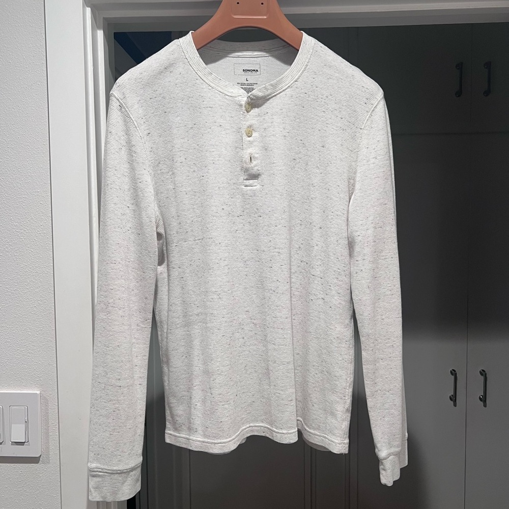 Sonoma White Long Sleeve Henley Tee